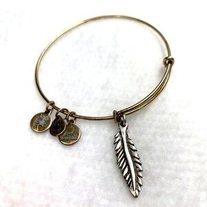 Alex and Ani Feather Charm Bracelet - Gold/Silver, Expands 2"- 3.5"